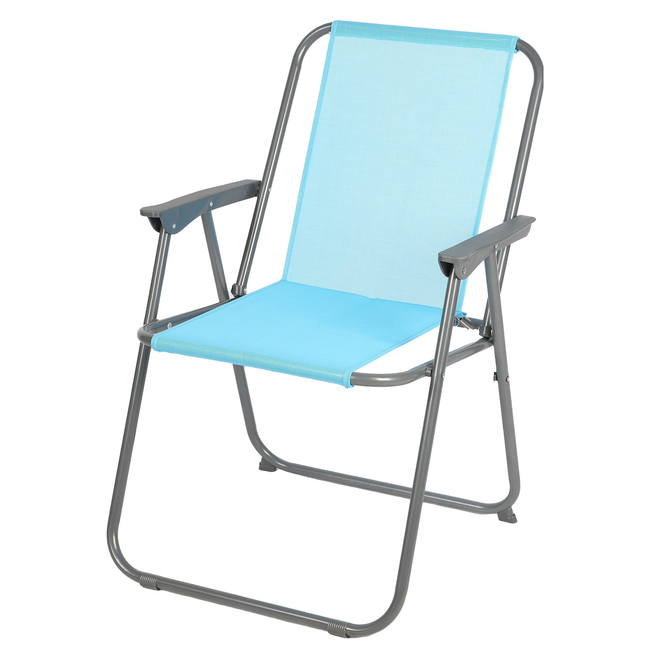 Sunnydays Picnic camping/strand stoel - aluminium - inklapbaar - blauw - L53 x B55 x H75 cm Top Merken Winkel